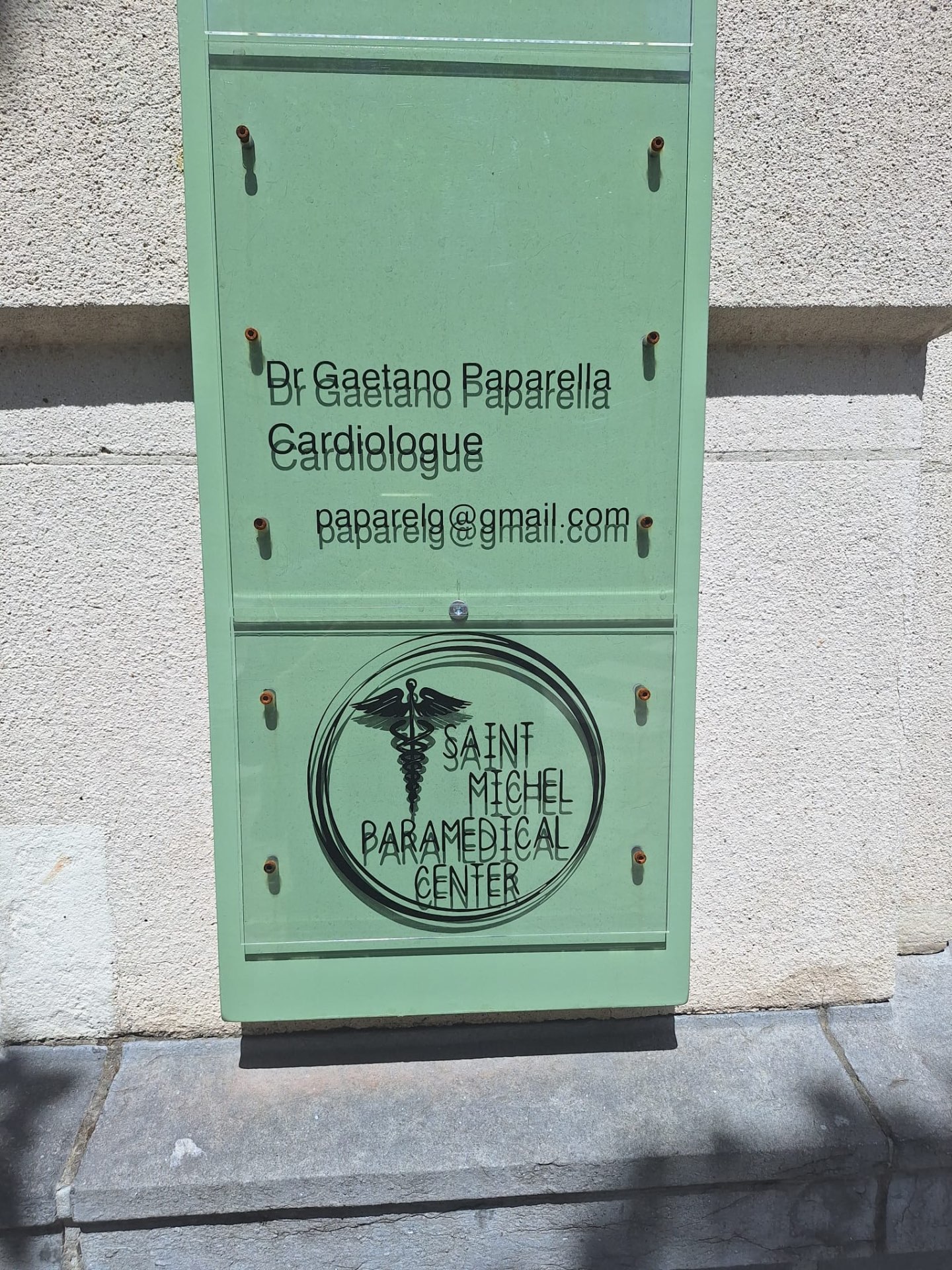 Dr. Gaetano Paparella practice plaque at the entrance
